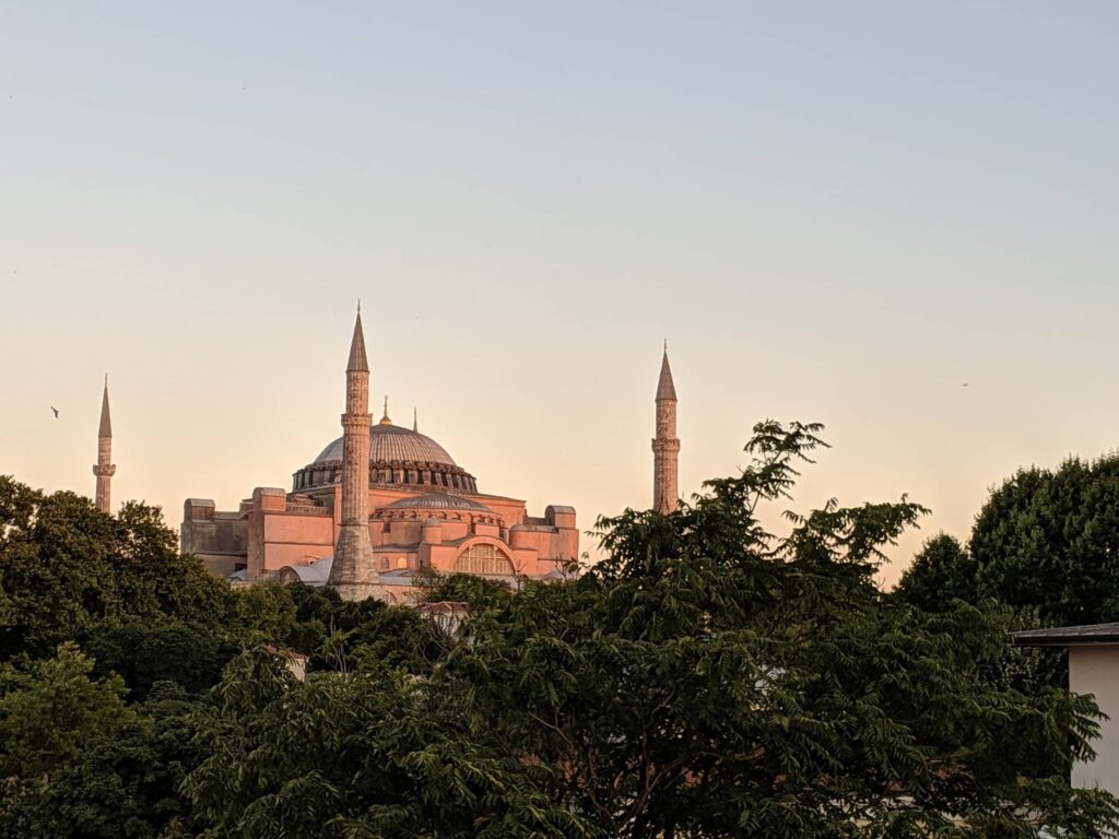 hagia sophia at sunset