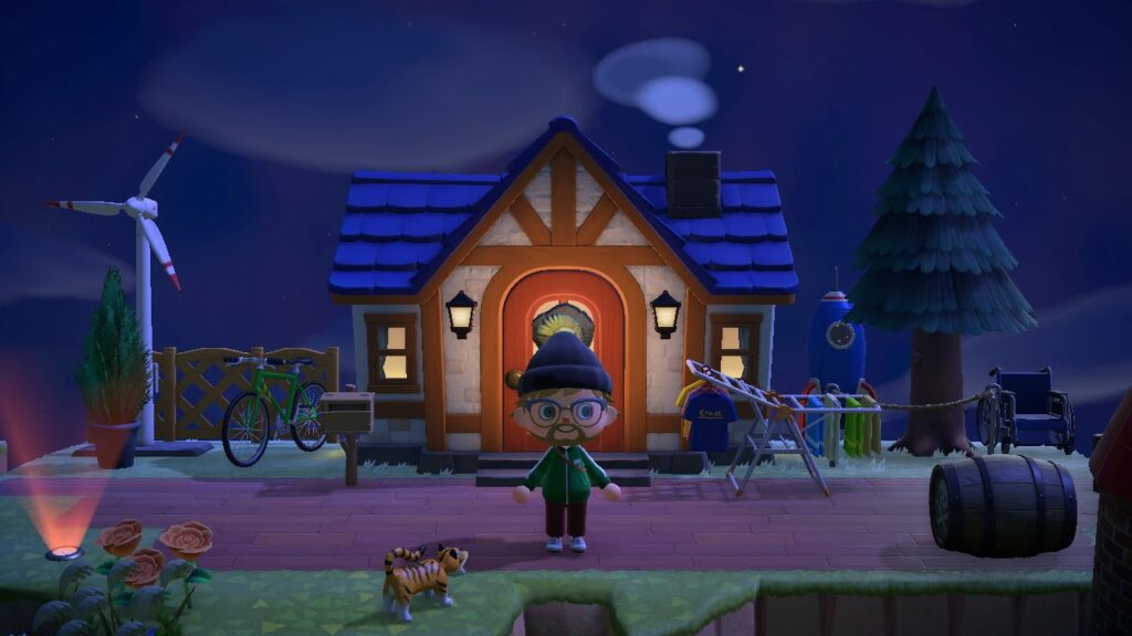 Featured image for A Waste Of Time - Screenshot of animated character standing outside their house at night