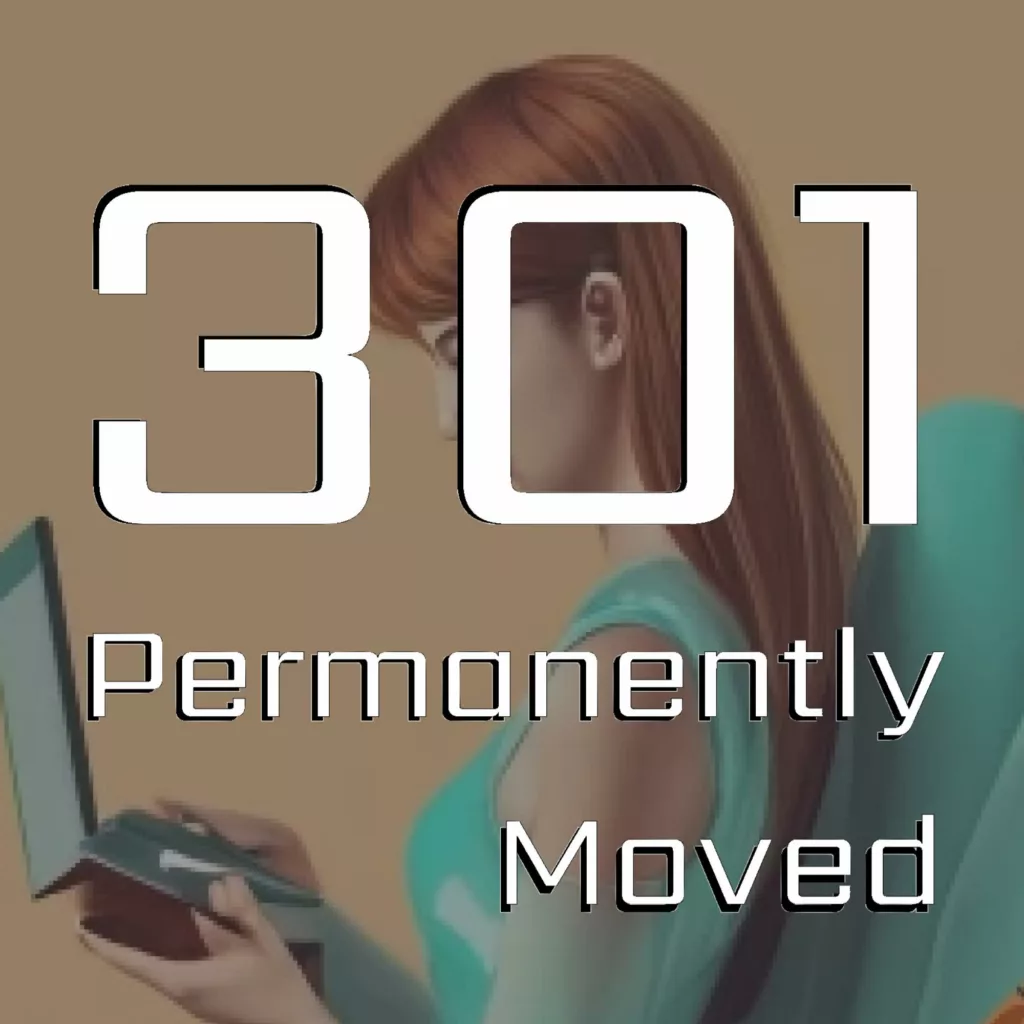 301 Permanently Moved podcast cover - Large white text reading 301 Permanently Moved over a stylized illustration of a woman with long red hair.