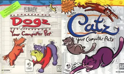 Featured image for Dogz and Catz - the original PC box art for Dogz: Your Computer Pet and Catz: Your Computer Petz.