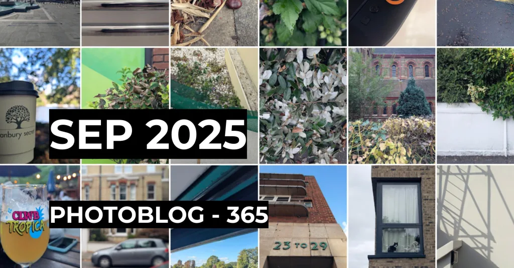 Featured image for SEP 2025 Photoblog - 365 - a grid of daily life photos including plants, architecture, and a coffee cup.