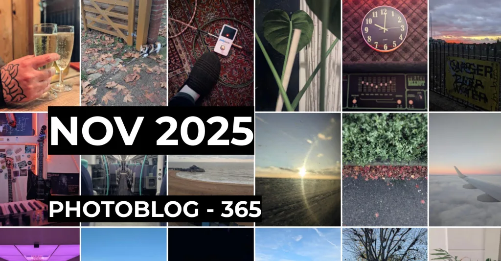 Featured image for Photoblog 365 - Nov 2025 - A grid of square photos showing daily life, nature, and travel scenes.